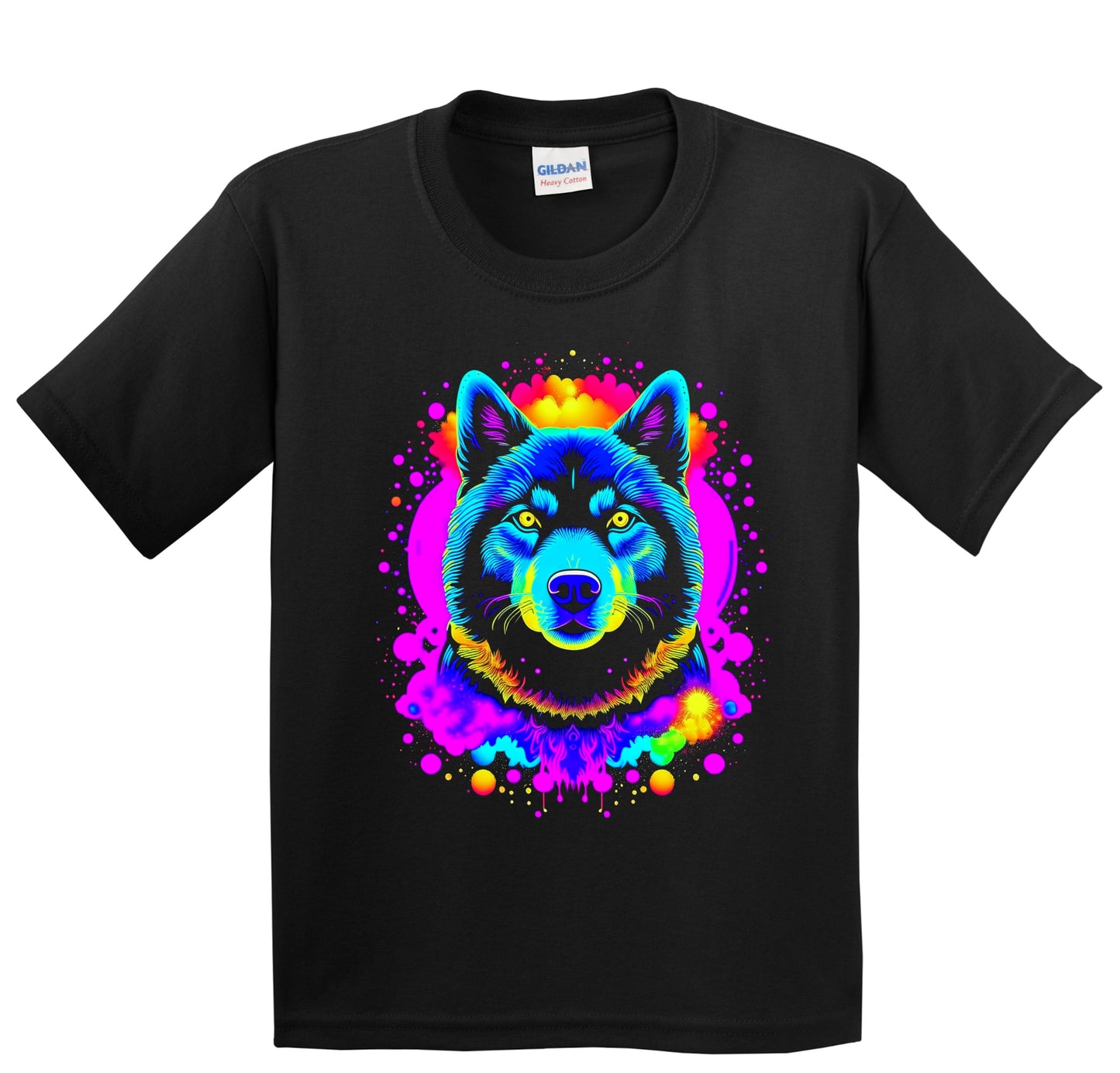 Colorful Bright Akita Vibrant Psychedelic Dog Art Youth T-Shirt