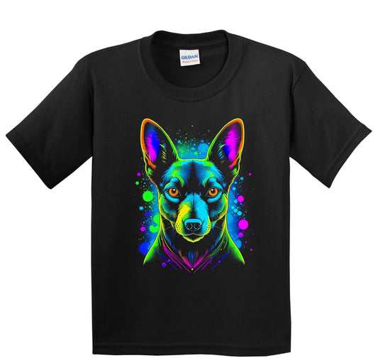 Colorful Bright Basenji Vibrant Psychedelic Dog Art Youth T-Shirt