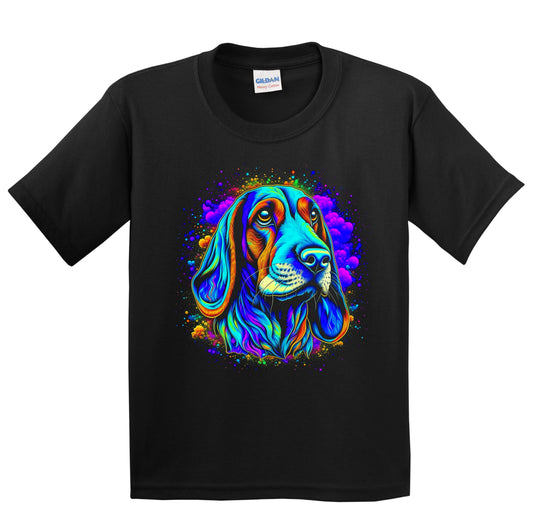 Colorful Bright Basset Hound Vibrant Psychedelic Dog Art Youth T-Shirt