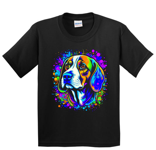 Colorful Bright Beagle Vibrant Psychedelic Dog Art Youth T-Shirt