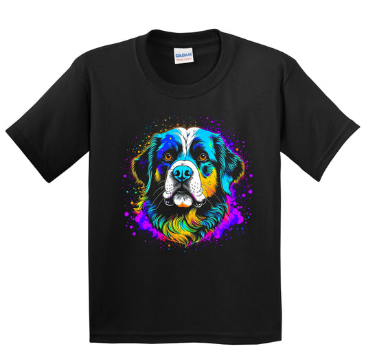 Colorful Bright Bernese Mountain Dog Vibrant Psychedelic Art Youth T-Shirt