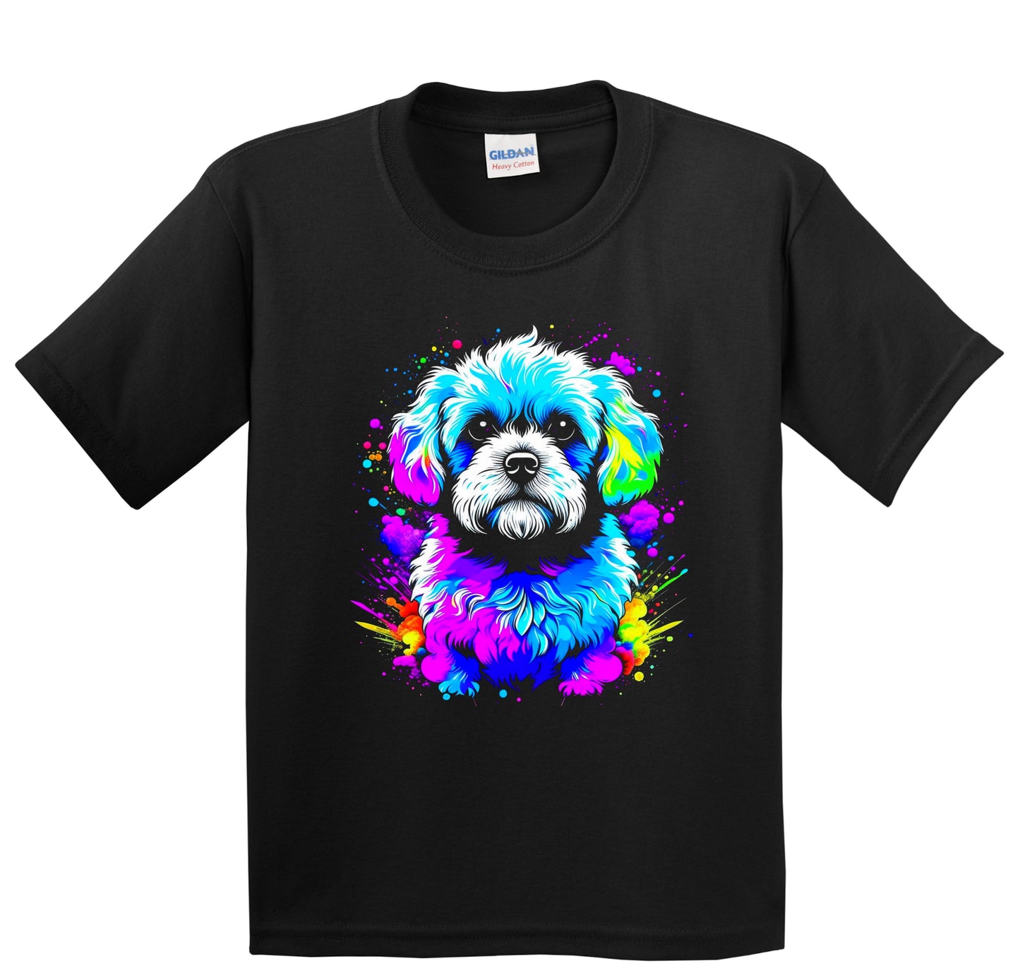 Colorful Bright Bichon Frise Vibrant Psychedelic Dog Art Youth T-Shirt
