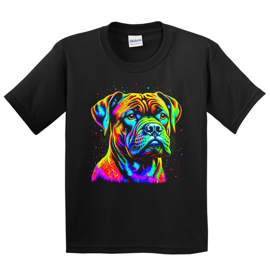 Colorful Bright Boxer Vibrant Psychedelic Dog Art Youth T-Shirt
