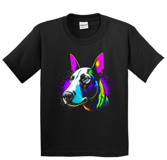 Colorful Bright Bull Terrier Vibrant Psychedelic Dog Art Youth T-Shirt