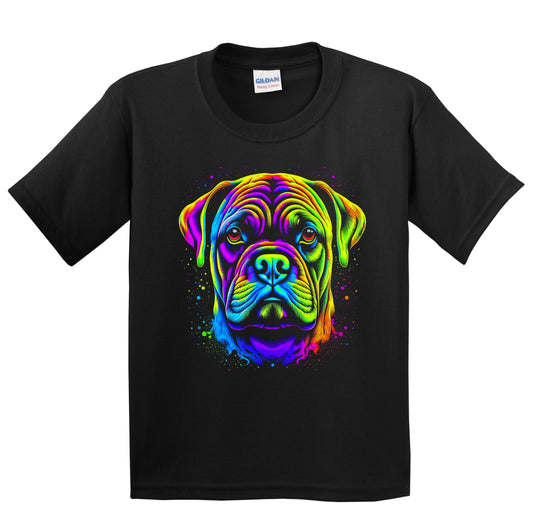 Colorful Bright Bullmastiff Vibrant Psychedelic Dog Art Youth T-Shirt