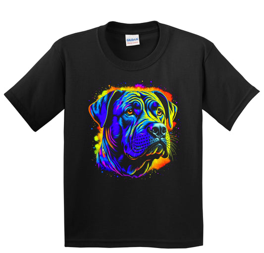 Colorful Bright Cane Corso Vibrant Psychedelic Dog Art Youth T-Shirt