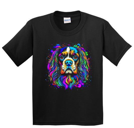 Colorful Bright Cavalier King Charles Spaniel Vibrant Art Youth T-Shirt