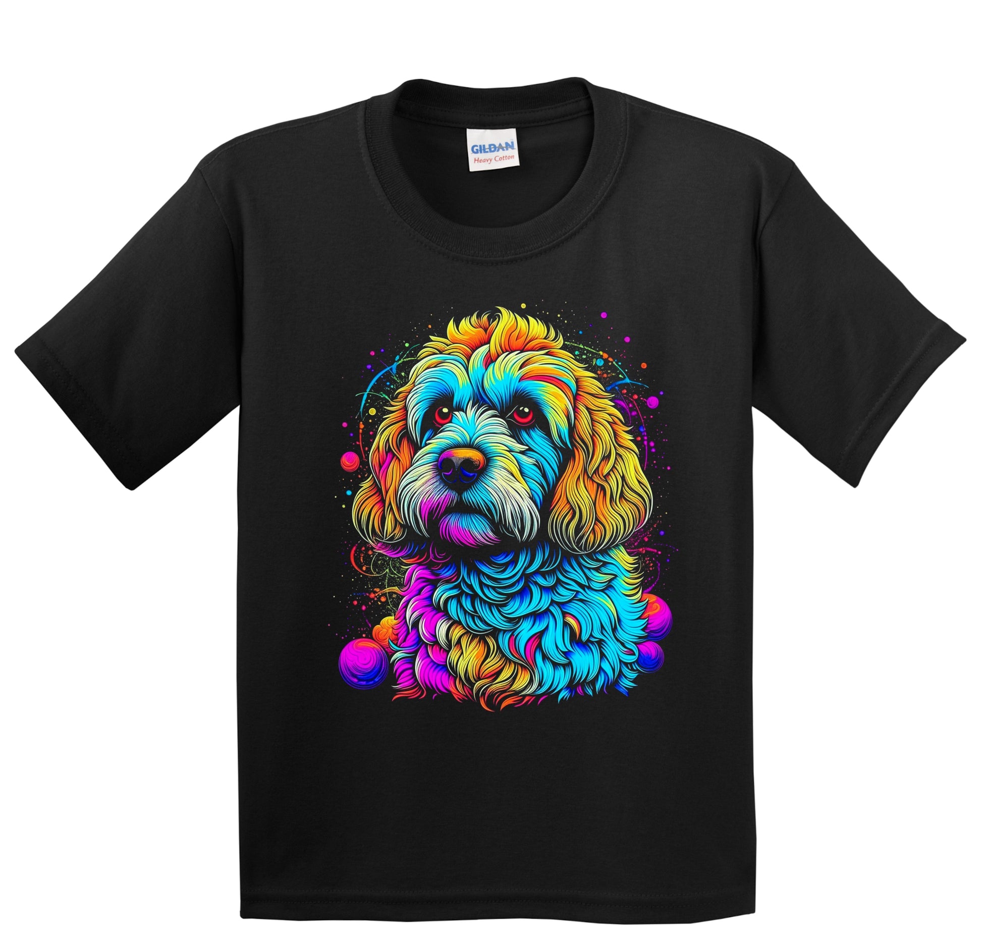 Colorful Bright Cockapoo Vibrant Psychedelic Dog Art Youth T-Shirt