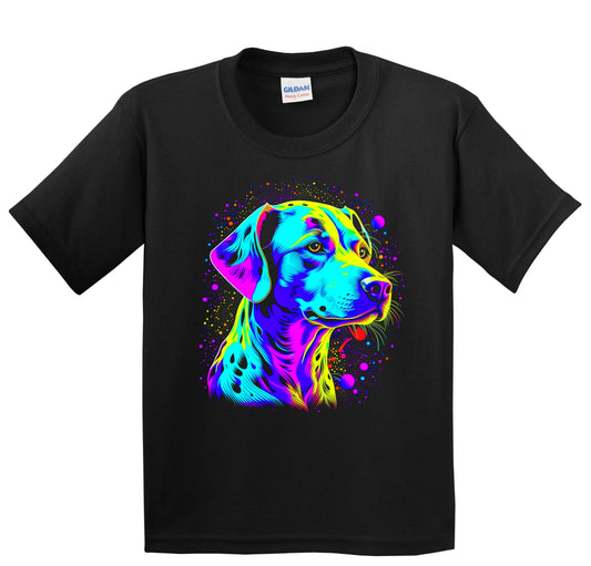 Colorful Bright Dalmatian Vibrant Psychedelic Dog Art Youth T-Shirt