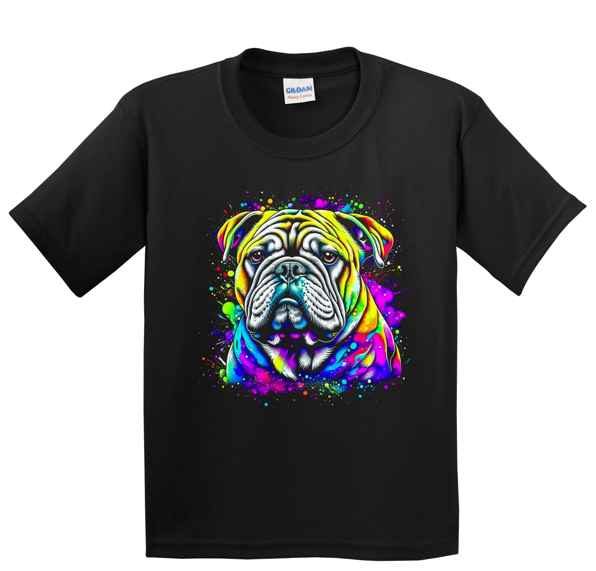 Colorful Bright English Bulldog Vibrant Psychedelic Dog Art Youth T-Shirt