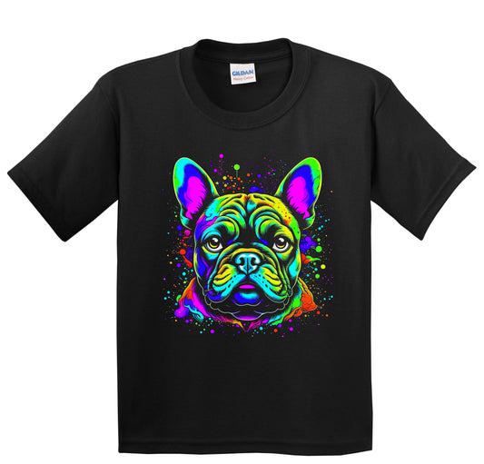 Colorful Bright French Bulldog Vibrant Psychedelic Dog Art Youth T-Shirt