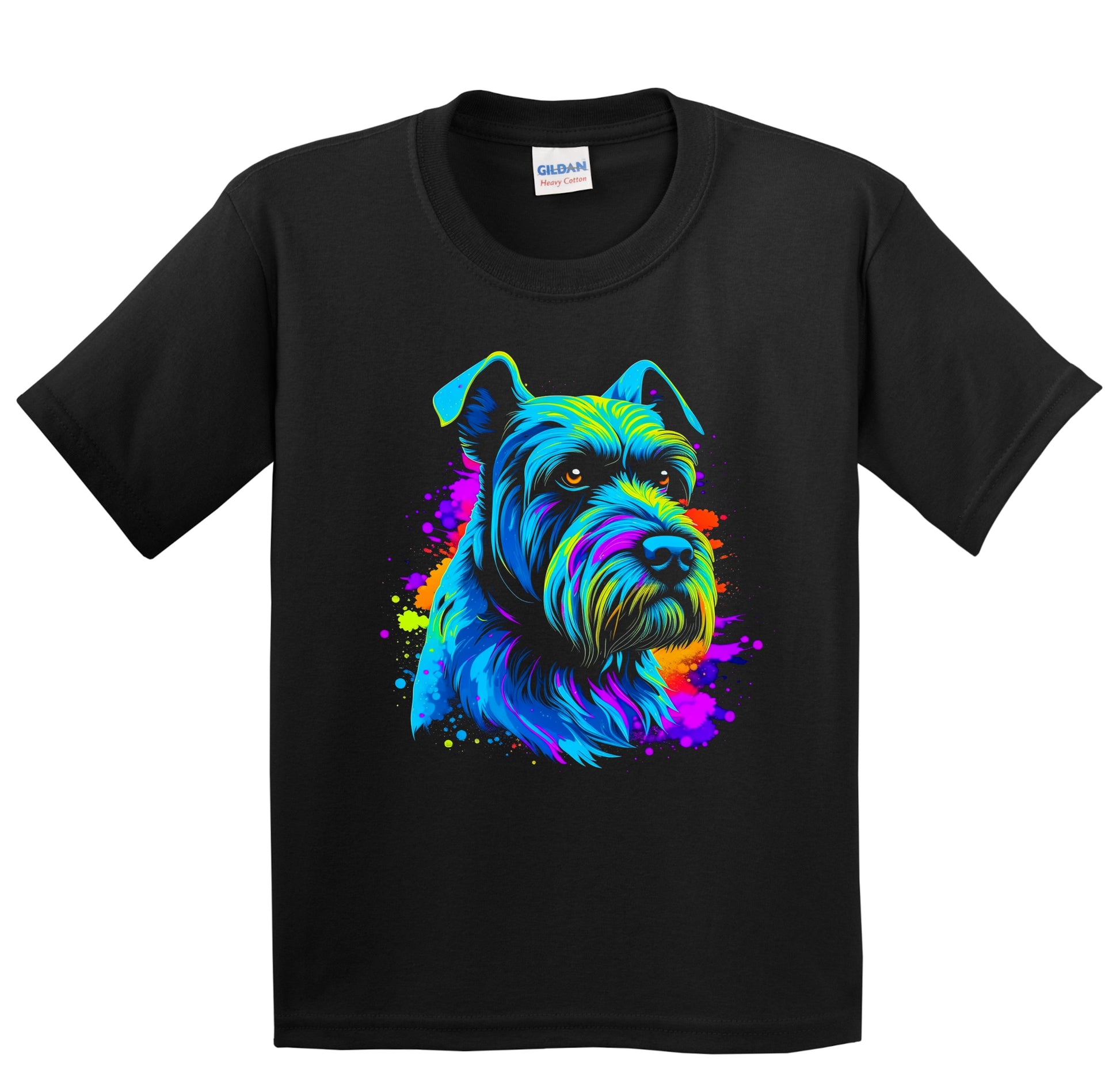 Colorful Bright Giant Schnauzer Vibrant Psychedelic Dog Art Youth T-Shirt