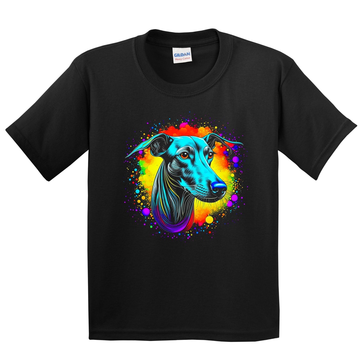 Colorful Bright Greyhound Vibrant Psychedelic Dog Art Youth T-Shirt