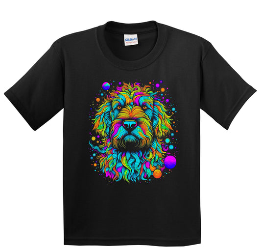 Colorful Bright Labradoodle Vibrant Psychedelic Dog Art Youth T-Shirt