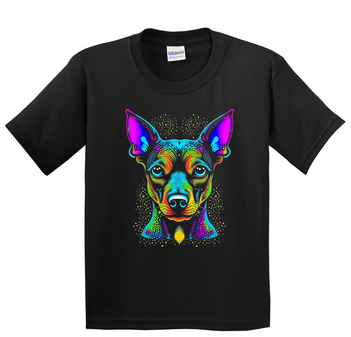 Colorful Bright Miniature Pinscher Vibrant Psychedelic Art Youth T-Shirt