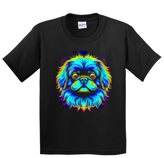 Colorful Bright Pekingese Vibrant Psychedelic Dog Art Youth T-Shirt
