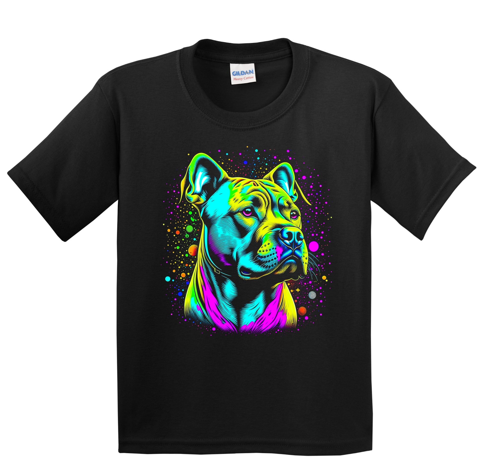 Colorful Bright Pit Bull Terrier Vibrant Psychedelic Dog Art Youth T-Shirt