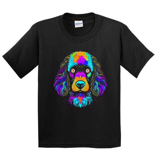 Colorful Bright Poodle Vibrant Psychedelic Dog Art Youth T-Shirt