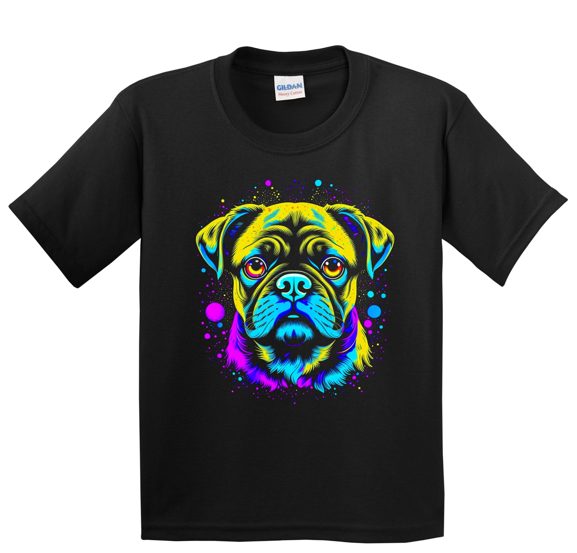 Colorful Bright Pug Vibrant Psychedelic Dog Art Youth T-Shirt