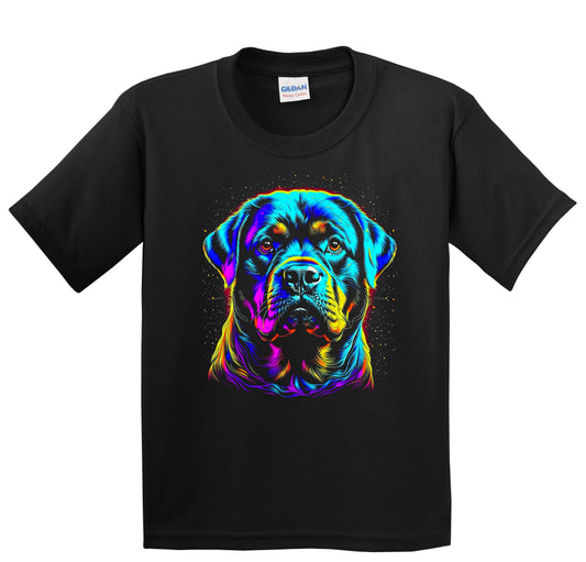 Colorful Bright Rottweiler Vibrant Psychedelic Dog Art Youth T-Shirt
