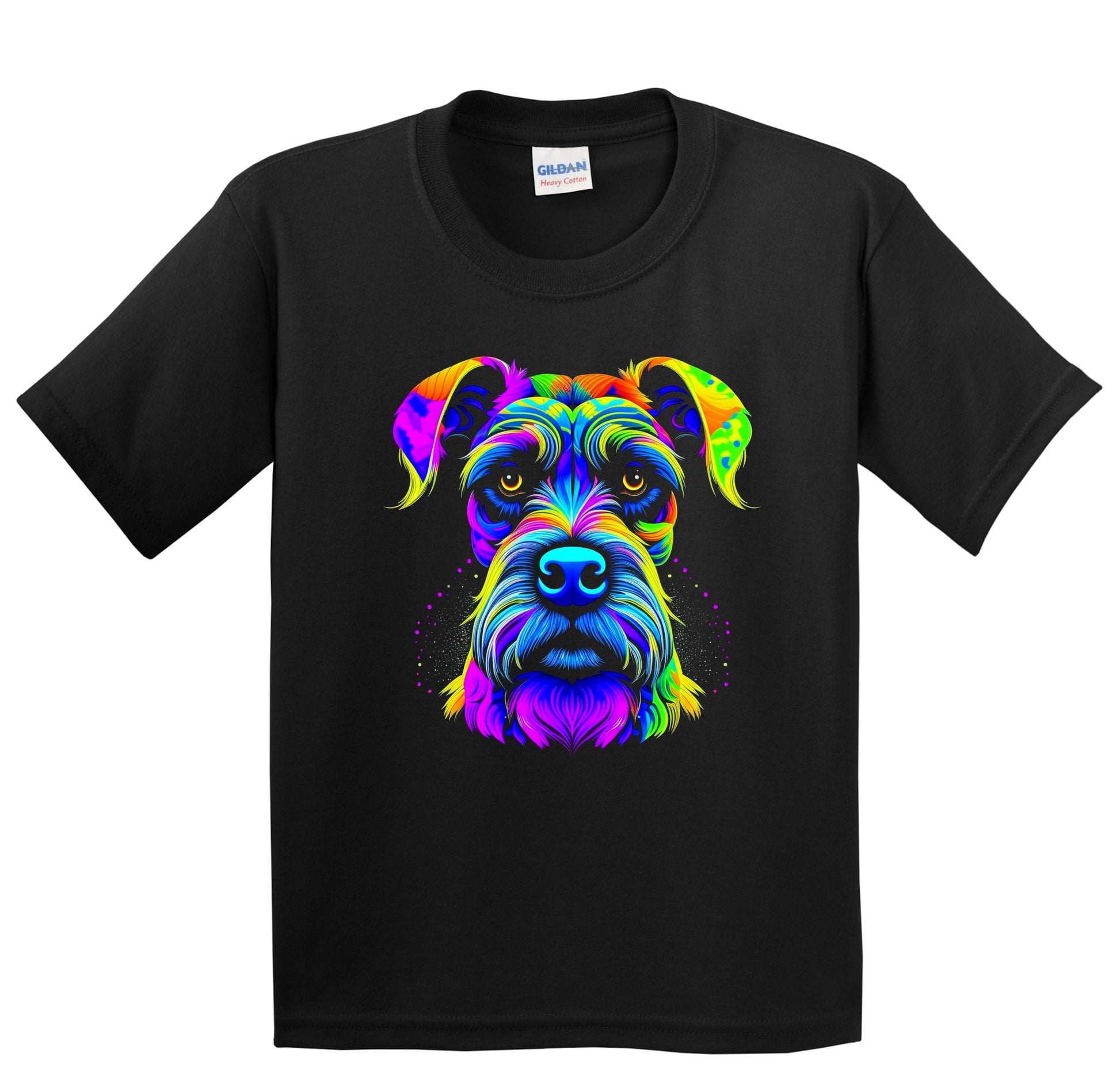 Colorful Bright Schnauzer Vibrant Psychedelic Dog Art Youth T-Shirt