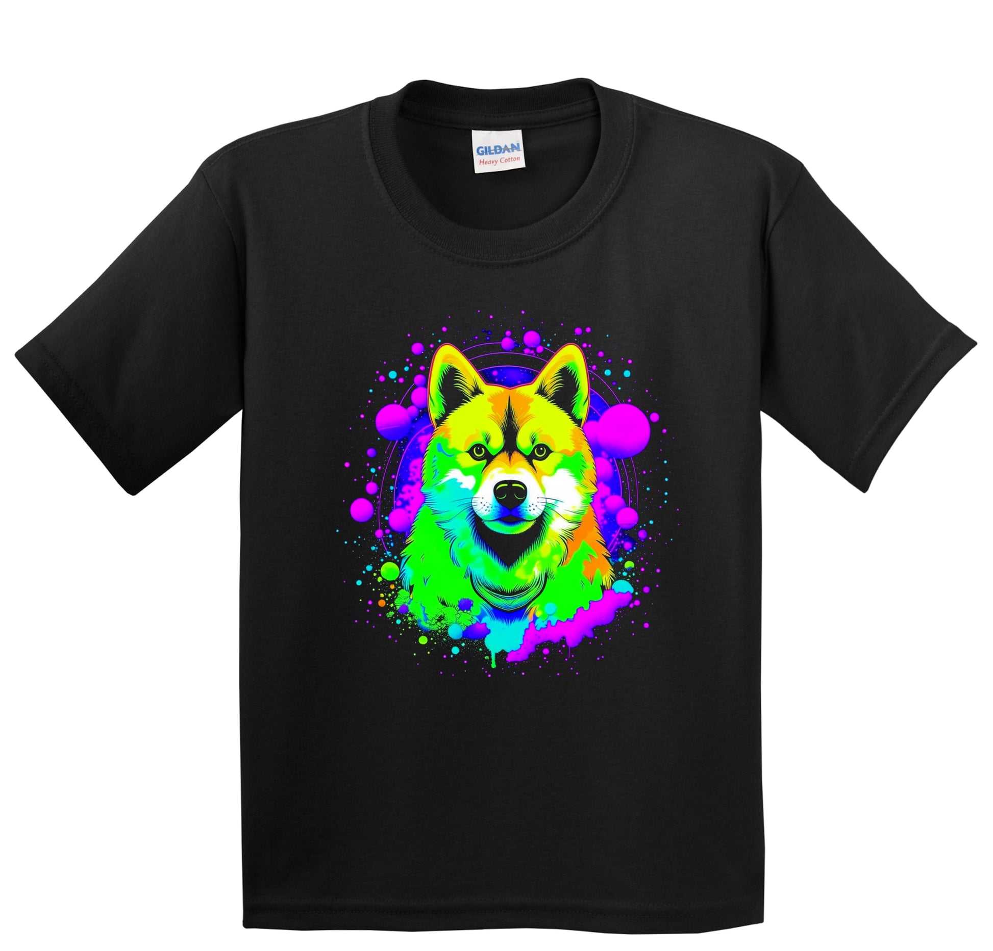 Colorful Bright Shiba Inu Vibrant Psychedelic Dog Art Youth T-Shirt