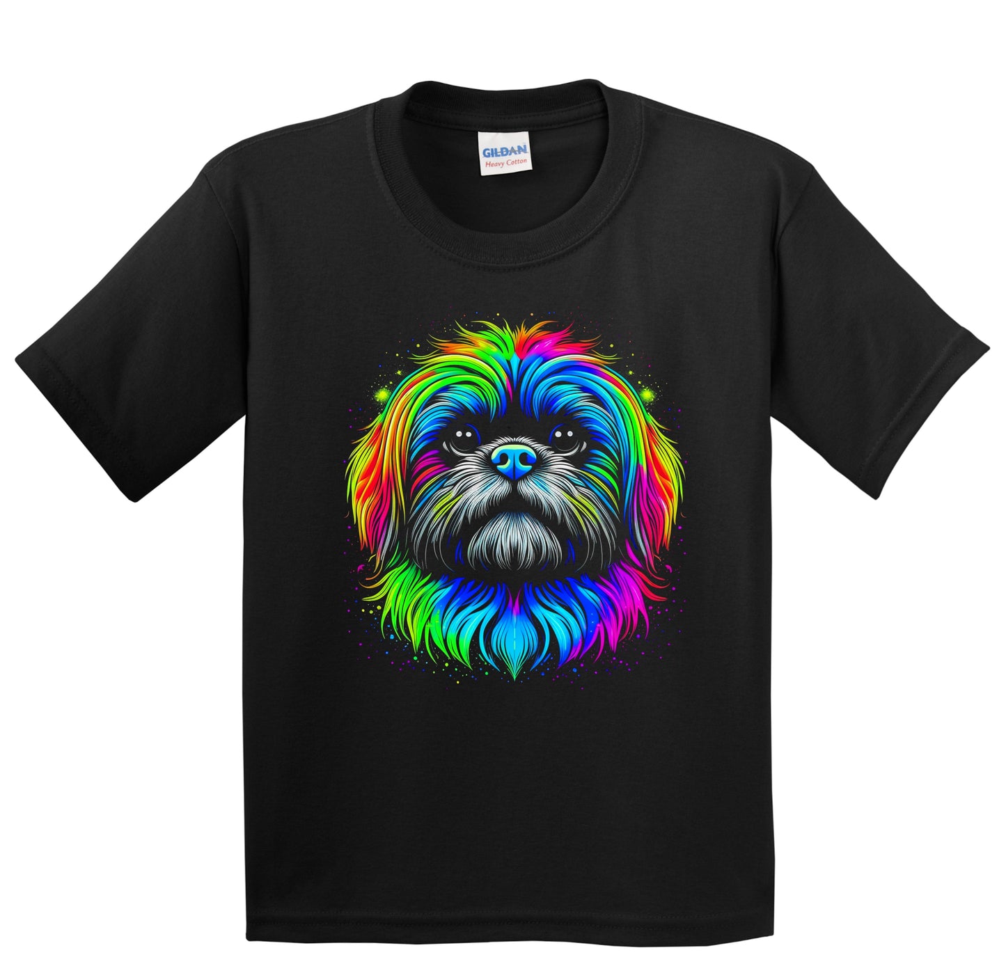 Colorful Bright Shih Tzu Vibrant Psychedelic Dog Art Youth T-Shirt