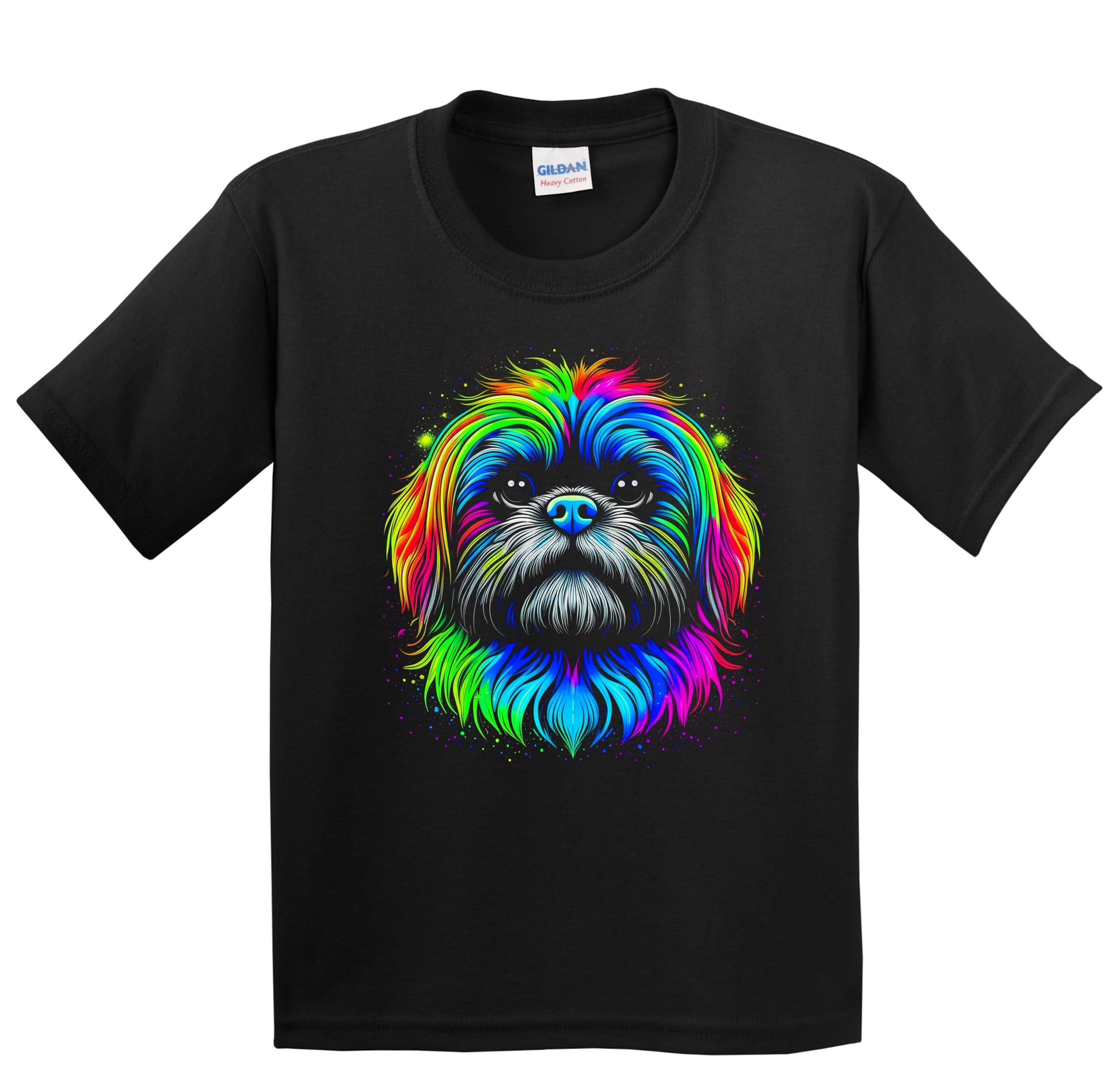 Colorful Bright Shih Tzu Vibrant Psychedelic Dog Art Youth T-Shirt