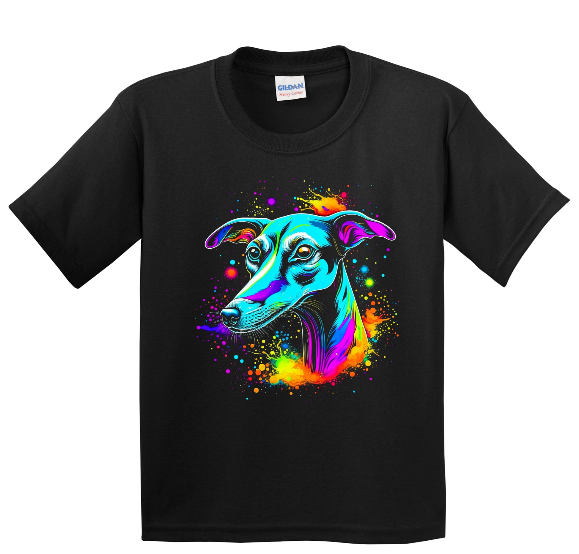 Colorful Bright Whippet Vibrant Psychedelic Dog Art Youth T-Shirt