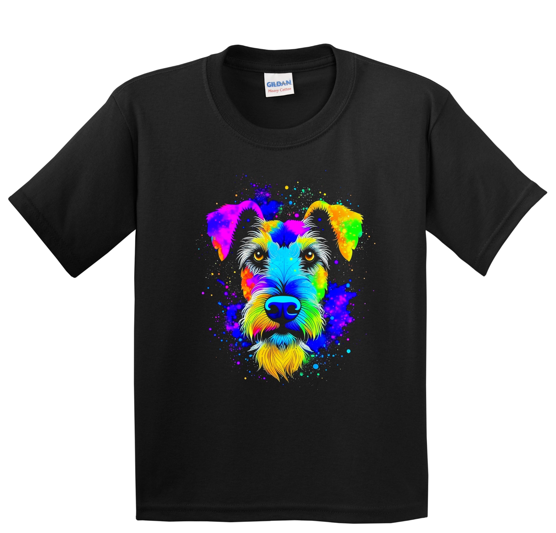 Colorful Bright Wire Fox Terrier Vibrant Psychedelic Dog Art Youth T-Shirt
