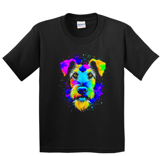 Colorful Bright Wire Fox Terrier Vibrant Psychedelic Dog Art Youth T-Shirt
