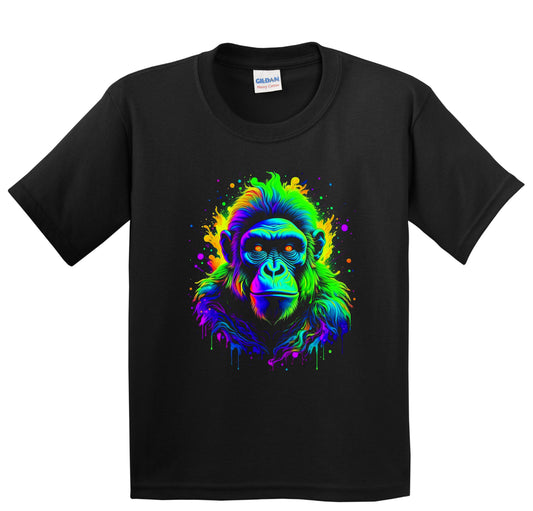 Colorful Bright Bonobo Vibrant Psychedelic Monkey Animal Art Youth T-Shirt