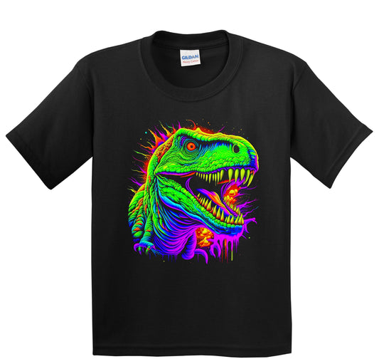 Tyrannosaurus Rex Vibrant Psychedelic T-Rex Dinosaur Art Youth T-Shirt