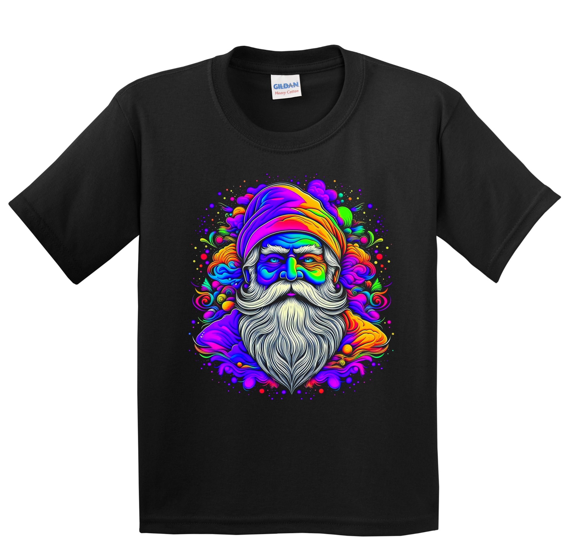 Colorful Bright Santa Claus Psychedelic Christmas Art Youth T-Shirt