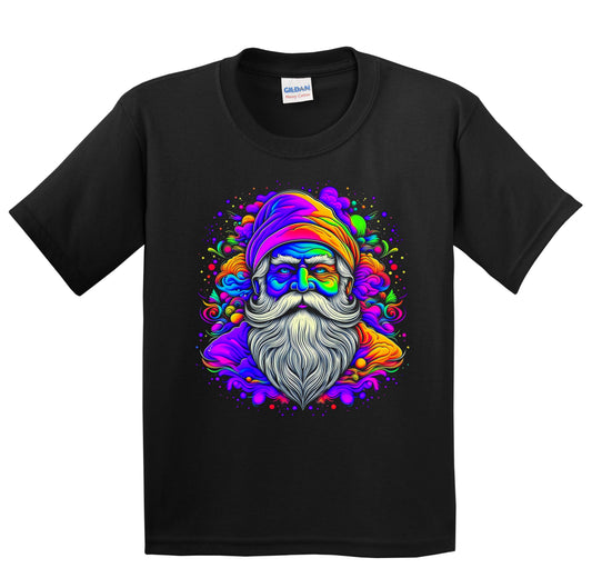 Colorful Bright Santa Claus Psychedelic Christmas Art Youth T-Shirt