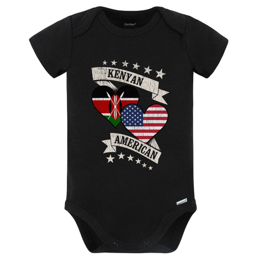 Kenyan American Heart Flags Kenya America Baby Bodysuit (Black)