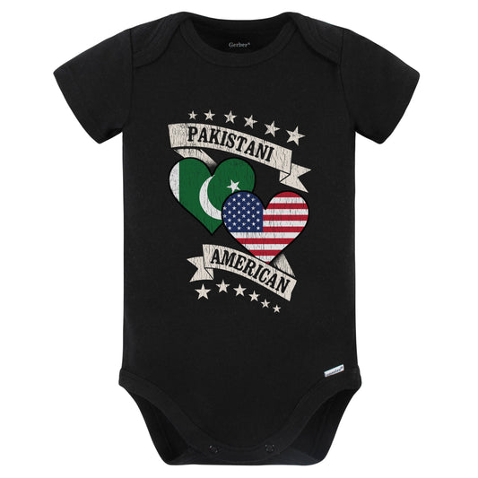 Pakistani American Heart Flags Pakistan America Baby Bodysuit (Black)