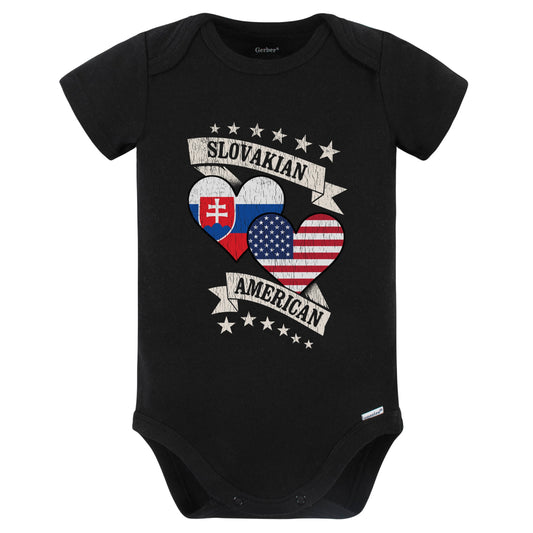 Slovakian American Heart Flags Slovakia America Baby Bodysuit (Black)