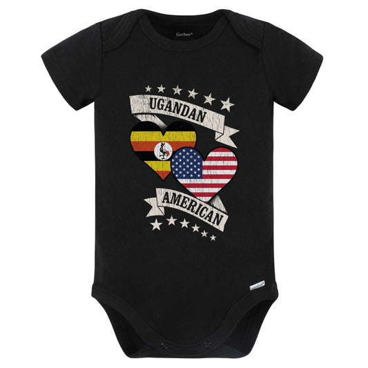 Ugandan American Heart Flags Uganda America Baby Bodysuit (Black)