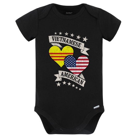 Vietnamese American Heart Flags Vietnam America Baby Bodysuit (Black)