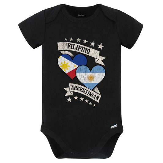 Filipino Argentinian Heart Flags Philippines Argentina Baby Bodysuit (Black)