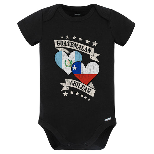 Guatemalan Chilean Heart Flags Guatemala Chile Baby Bodysuit (Black)
