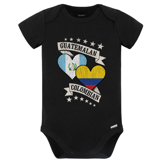 Guatemalan Colombian Heart Flags Guatemala Colombia Baby Bodysuit (Black)