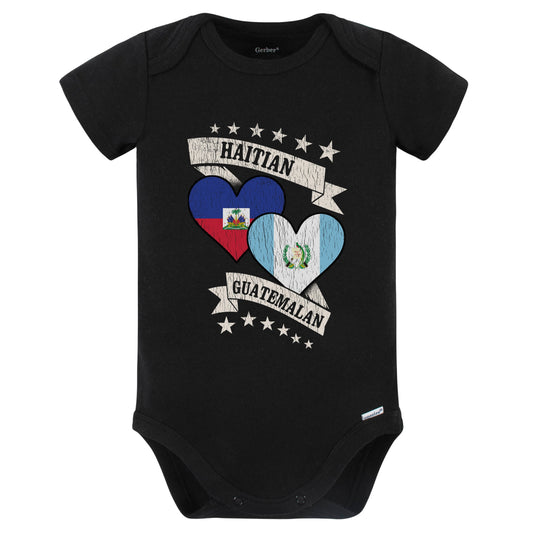 Haitian Guatemalan Heart Flags Haiti Guatemala Baby Bodysuit (Black)