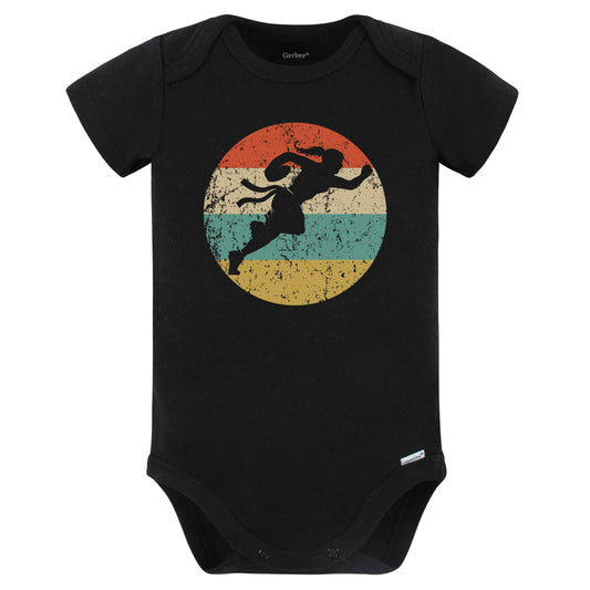 Retro Flag Football Player Female Athlete Girls Sports Baby Bodysuit (Black)