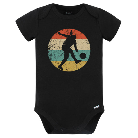 Retro Soccer Player Female Athlete Girls Sports Baby Bodysuit (Black)