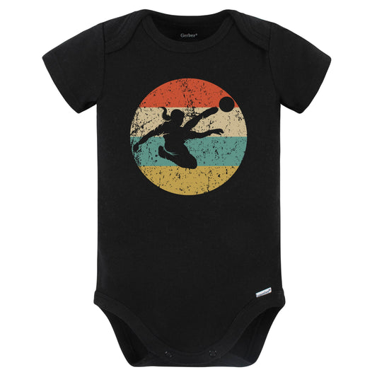 Retro Soccer Player Female Athlete Girls Sports Baby Bodysuit (Black)