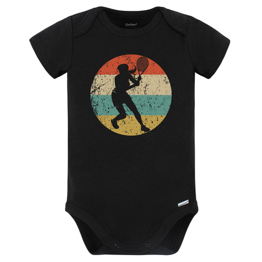 Retro Tennis Player Female Athlete Girls Sports Baby Bodysuit (Black)