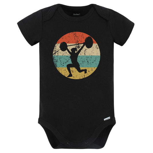 Retro Weightlifter Female Athlete Powerlifting Girls Sports Baby Bodysuit (Black)