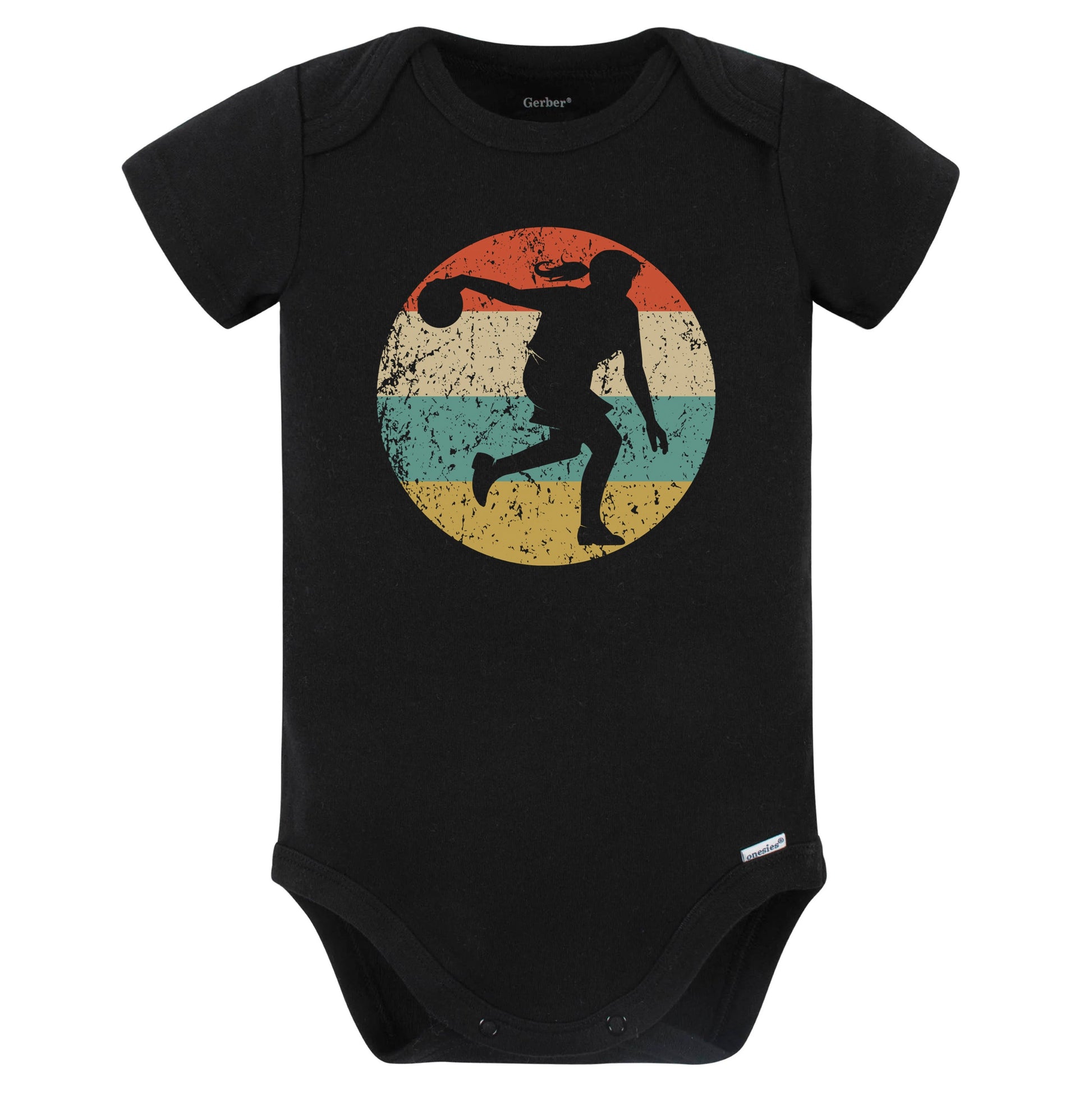 Retro Bowler Female Athlete Bowling Girls Sports Baby Bodysuit (Black)